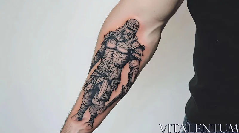 Detailed Warrior Ink Tattoo Design AI Image