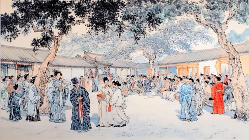 Historical Chinese Gathering Painting