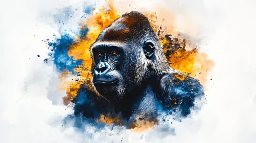 Gorilla Portrait in Vivid Colors