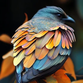 Iridescent Feathered Bird Portrait