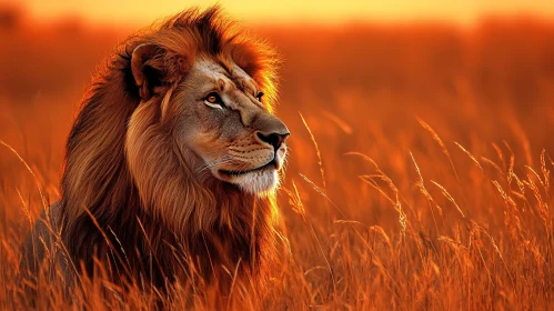 Regal Lion at Sunset