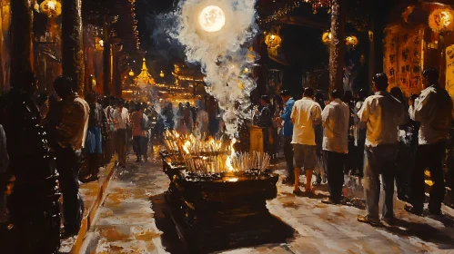 Incense and Moonlight at Temple