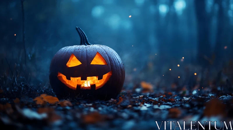 Spooky Glowing Pumpkin AI Image