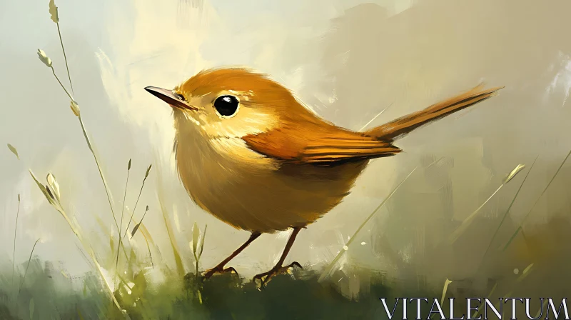 Artistic Bird Illustration in Soft Colors AI Image