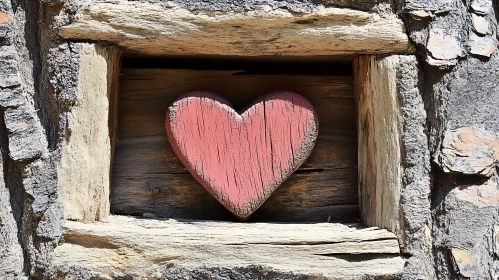 Faded Pink Heart Wood Frame