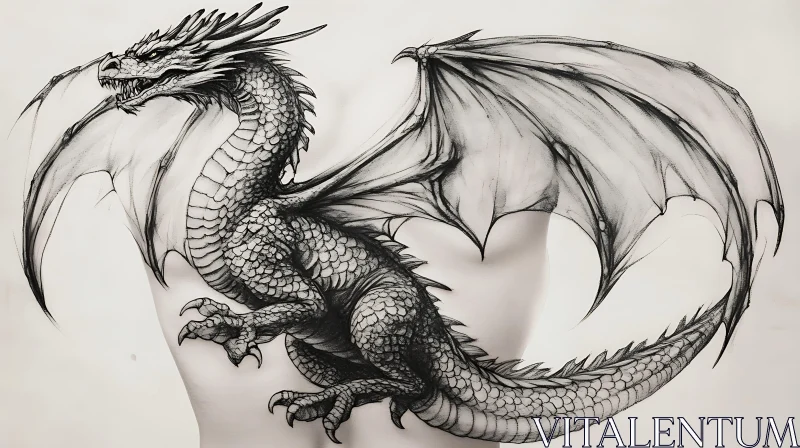 AI ART Monochrome Dragon Art