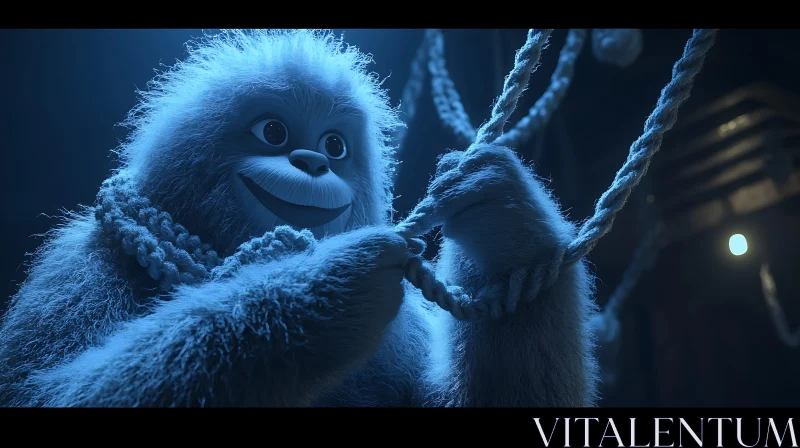 AI ART Gentle Yeti Holding Rope