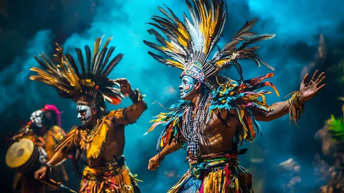 Cultural Dance with Feathers and Face Paint