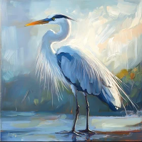 Serene Heron Bird Painting