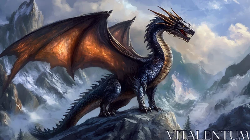 AI ART Mountain Dragon: Fantasy Art Piece