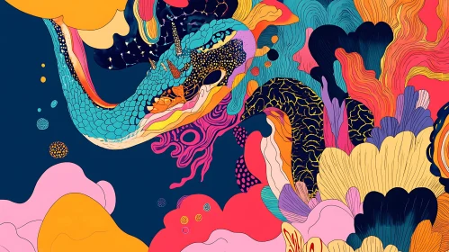 Whimsical Abstract Art with Flowing Shapes