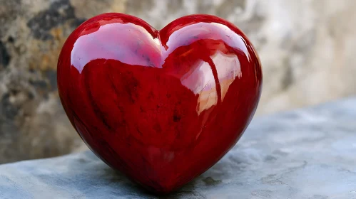 Glossy Red Heart Still Life