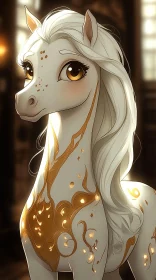 Magical Golden Unicorn Illustration