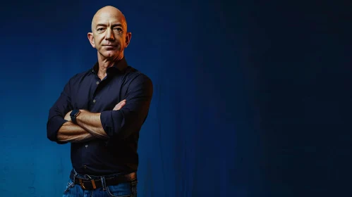 Jeff Bezos with Crossed Arms in Black Shirt