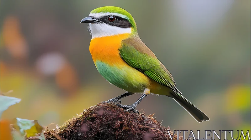 Vividly Colored Bird on a Branch AI Image