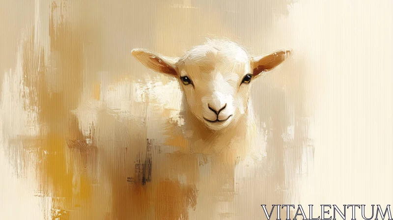 Gentle Lamb in Abstract Art AI Image