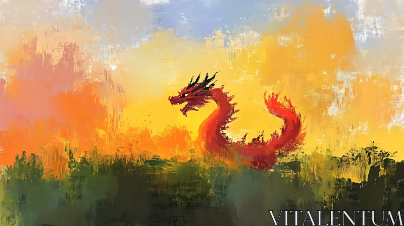 AI ART Dragon in the Field