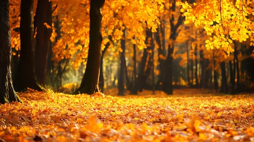 Autumnal Forest Floor with Fallen Leaves