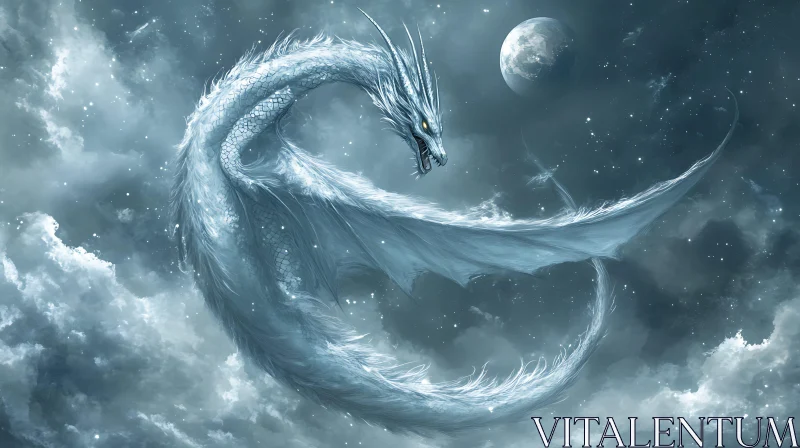 AI ART Fantasy Dragon Soaring Among the Stars