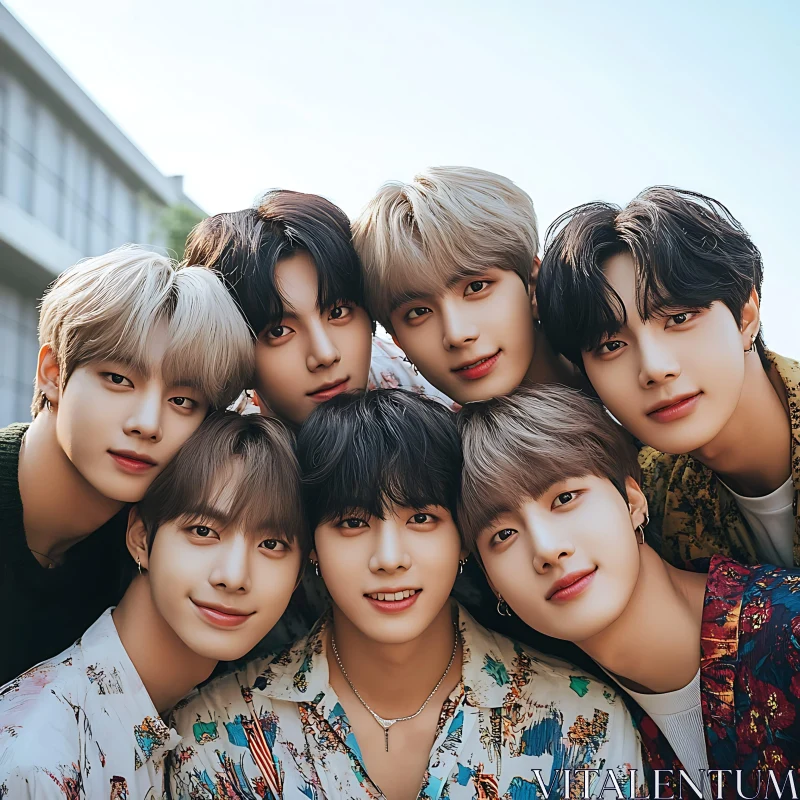 Group Portrait of Smiling Young Men AI Image