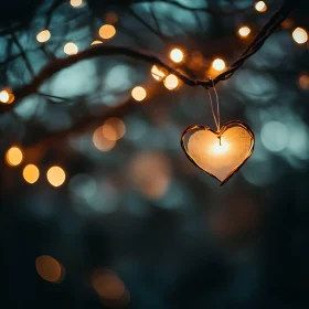 Glowing Heart Decoration on Twig