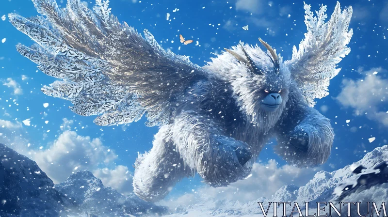 Flying Yeti Winter Landscape AI Image