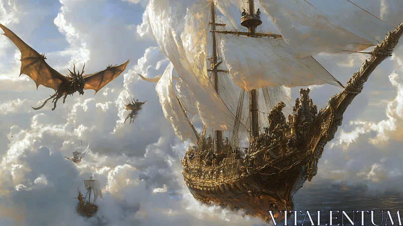 AI ART Epic Voyage with Dragons in the Sky