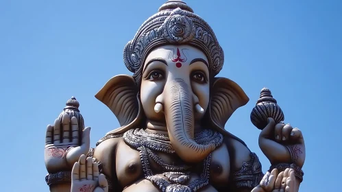 Majestic Ganesha Sculpture Under Blue Sky