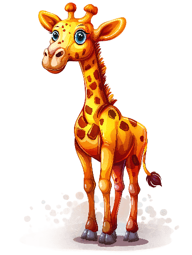 Charming Cartoon Giraffe T-Shirt Design for Kids POD Design