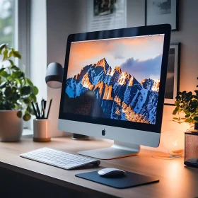 Stylish Home Office Setup with Desktop Computer