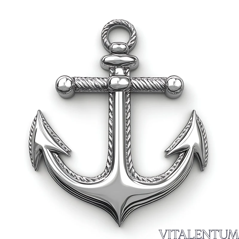 AI ART Metallic Silver Anchor Still Life