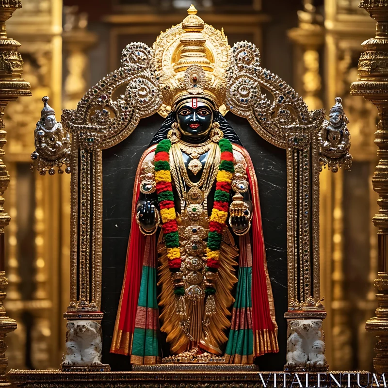 Regal Religious Statue with Gold Details AI Image