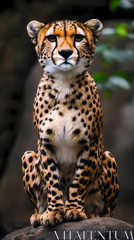 Cheetah on a Rock AI Image