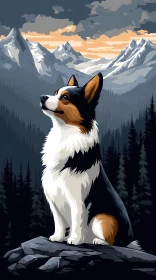 Dog in Mountain Landscape