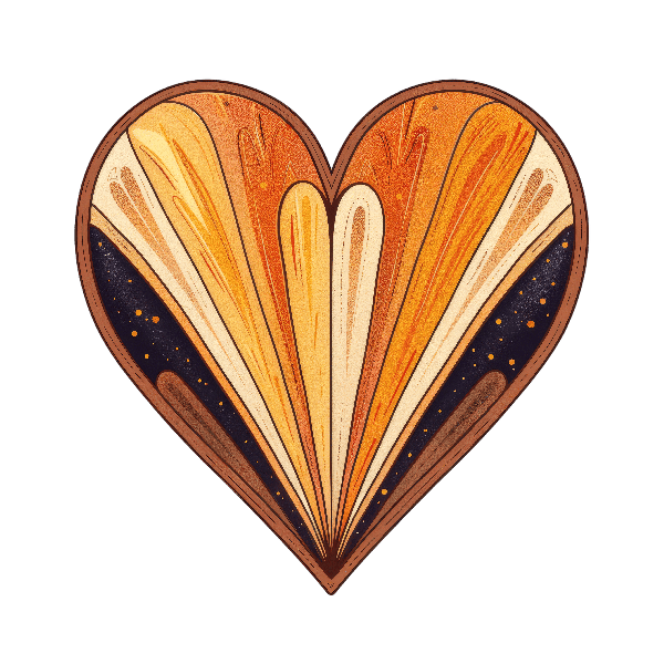 Orange and Brown Heart Design