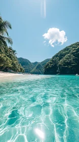 Tropical Paradise with Clear Water and Green Hills