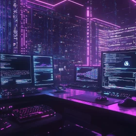 Futuristic Coding Room with Neon Aesthetics