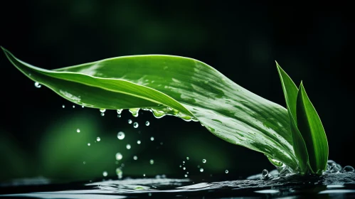 Green Leaf on Water - An Eco-Kinetic Masterpiece
