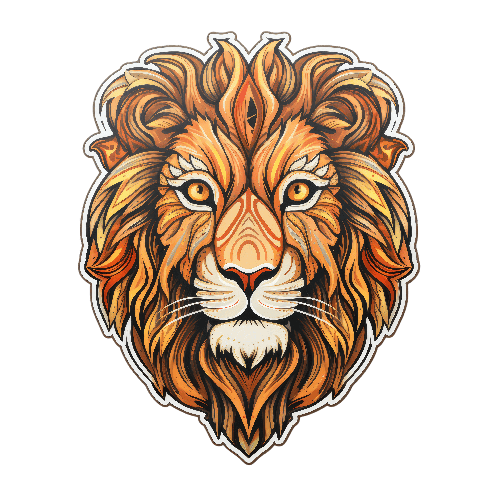 Intricate Lion Head Digital Art on Transparent Background