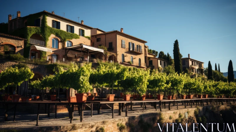 Sun-Kissed Italianate Landscape with Lively Tavern Scenes AI Image