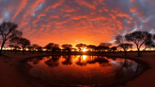 Sunset over Desert Pond: A Serene Natural Spectacle