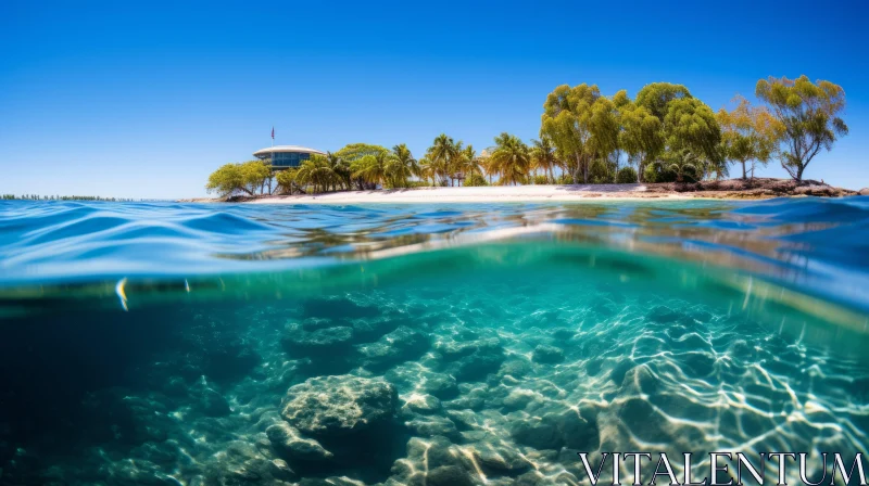 Underwater Island View - A Serene Seascape AI Image