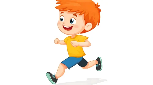 Cheerful Boy in Motion Cartoon