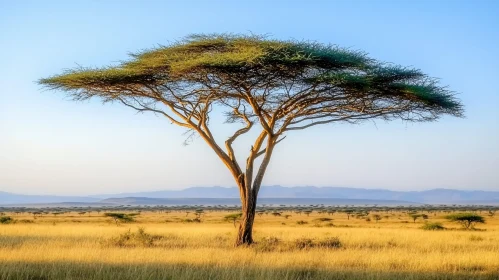 Lone Acacia Tree in the Serengeti Grasslands