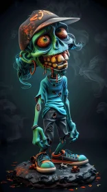 3D Cartoon Zombie with Halloween Theme