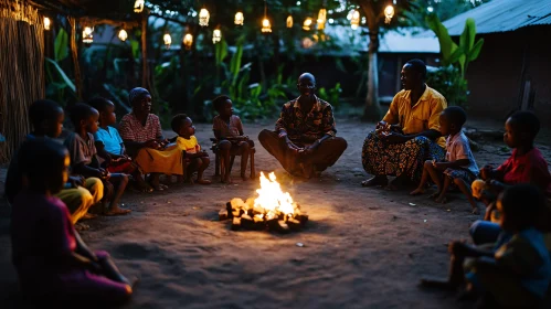 African community around the campfire