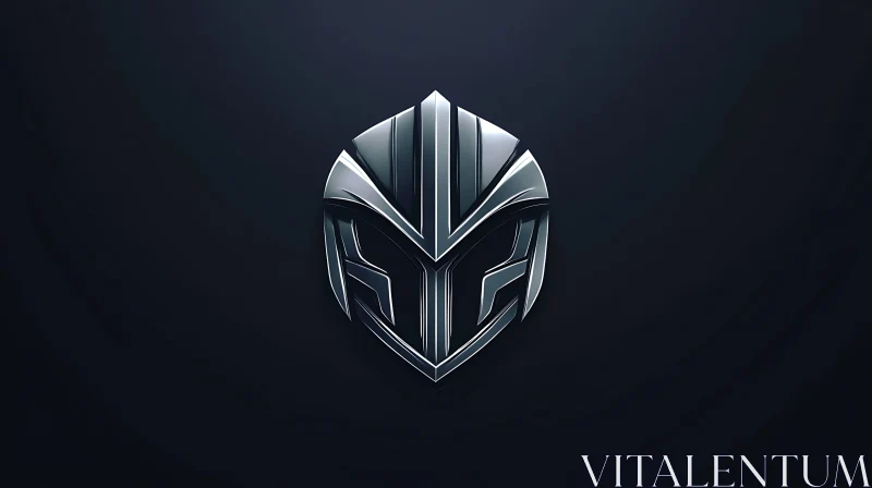 Modern Metallic Emblem on Dark Backdrop AI Image