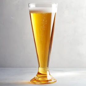 Golden Beer in Tall Glass