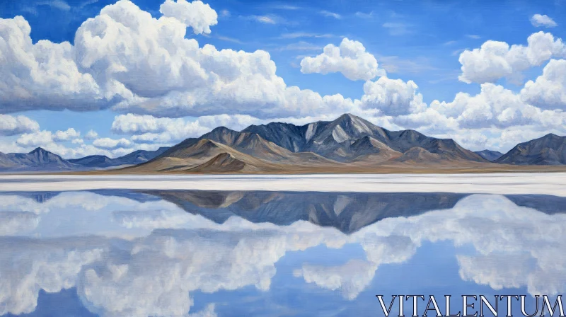 AI ART Mountain and Cloud Reflection