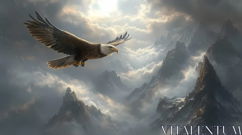 AI ART Eagle in Flight Over Peaks